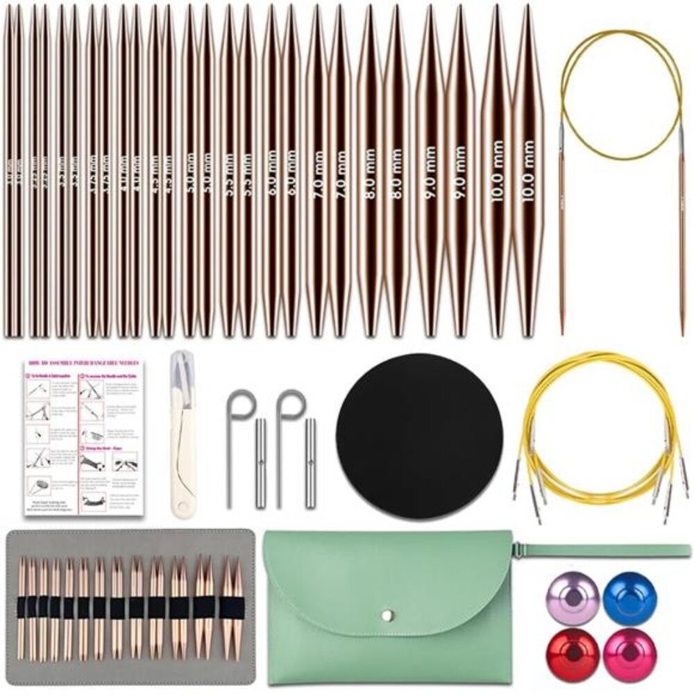 Lewhoo Circular Knitting Needles Set, 13 Pairs Interchangeable Aluminum Round